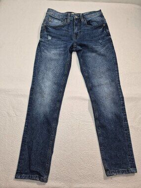 Across The Pond Mens 29x30 Distressed Slim-Straight Leg Denim Jeans Fits 29x29.5